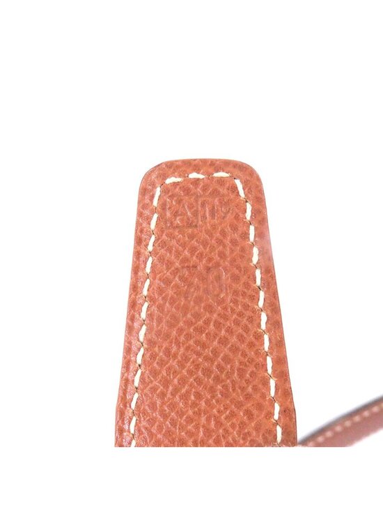 Hermes Vintage Martin Margiela Era Logo Gold Buckle Leather Belt Dark Brown 70 main image 8